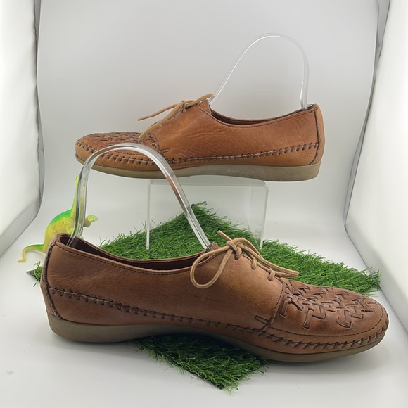 Vintage Dexter Basket Weave Toe Tan Lace-Up Leather Loafers | USA | 9M - Picture 7 of 13